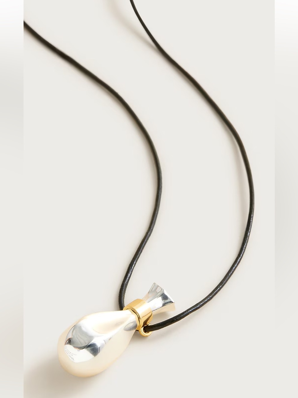 J. Crew - Metallic Pendant Necklace with Leather Cord - Picture 3 of 3